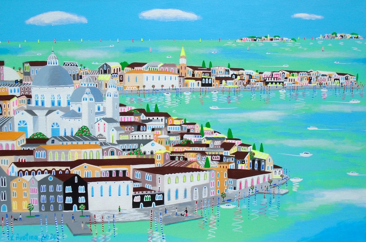 Impressionistic Landscape Acrylic Painting By Katrina Avotina, 36 X 24", Living In My Heart, Original Artwork