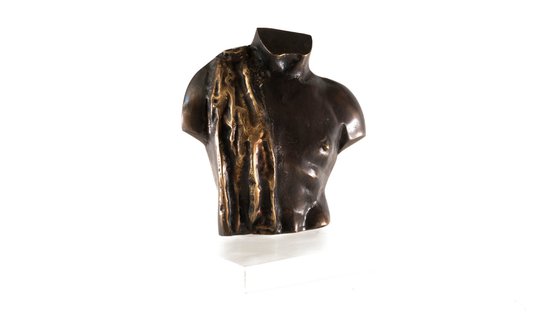 sculpture cast bronze relief male torso