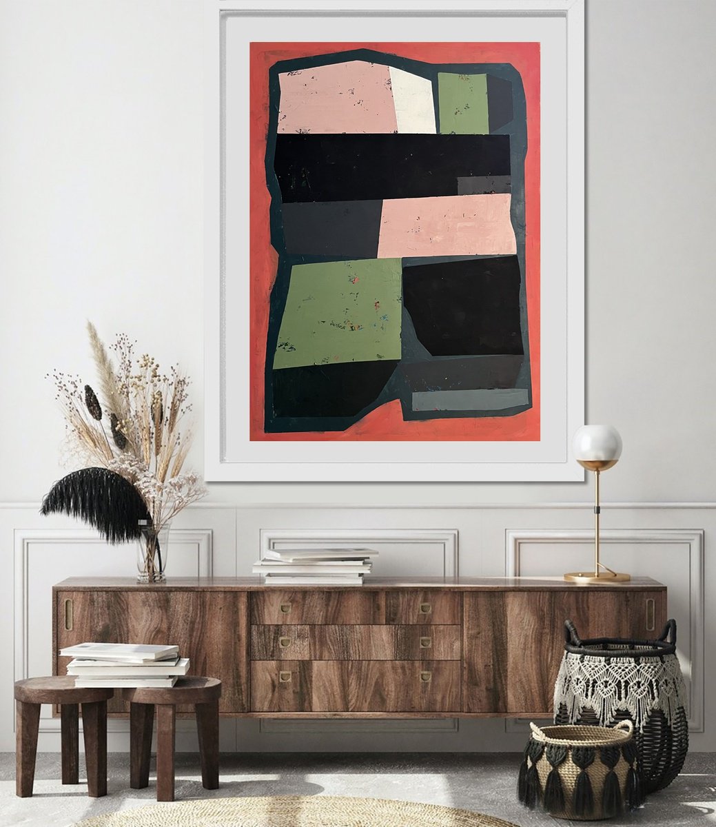 Geometric Abstract Acrylic Painting By Nick Molloy, 39 X 59", Abstract #109, Original Artwork