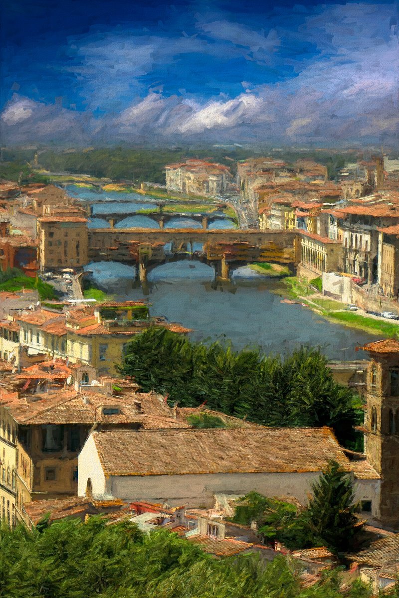 Impressionistic Cityscapes Photograph By Martin Fry, 16 X 24", Florence-Paint, Original Artwork