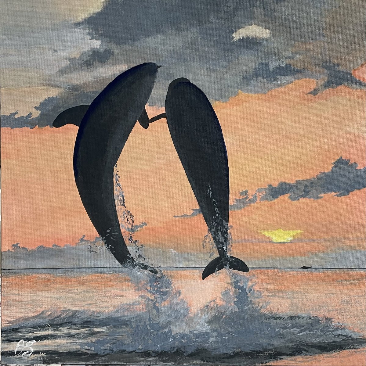 Photorealistic Animal Acrylic Painting By Anne Shaughnessy, 16 X 16, Forever Together, Original Artwork