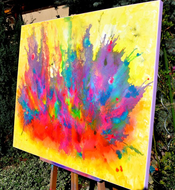 FUGUE - Colourful Large Abstract Painting - XXL Ready to Hang Hotel and Restaurant Wall Decoration