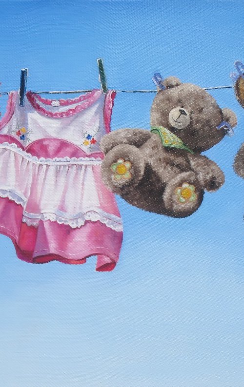 Serene Sky with Teddy Bears and Rag Doll by Natalia Shaykina
