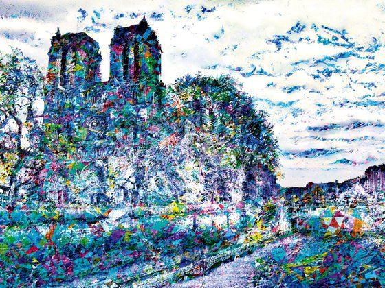 Bosquejos parisinos, Notre Dame/XL large original artwork