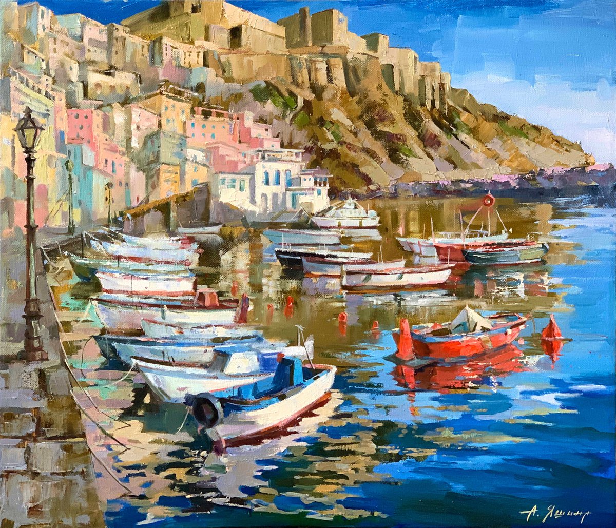 Procida Island Italy Original Oil painting by Alla Yashina