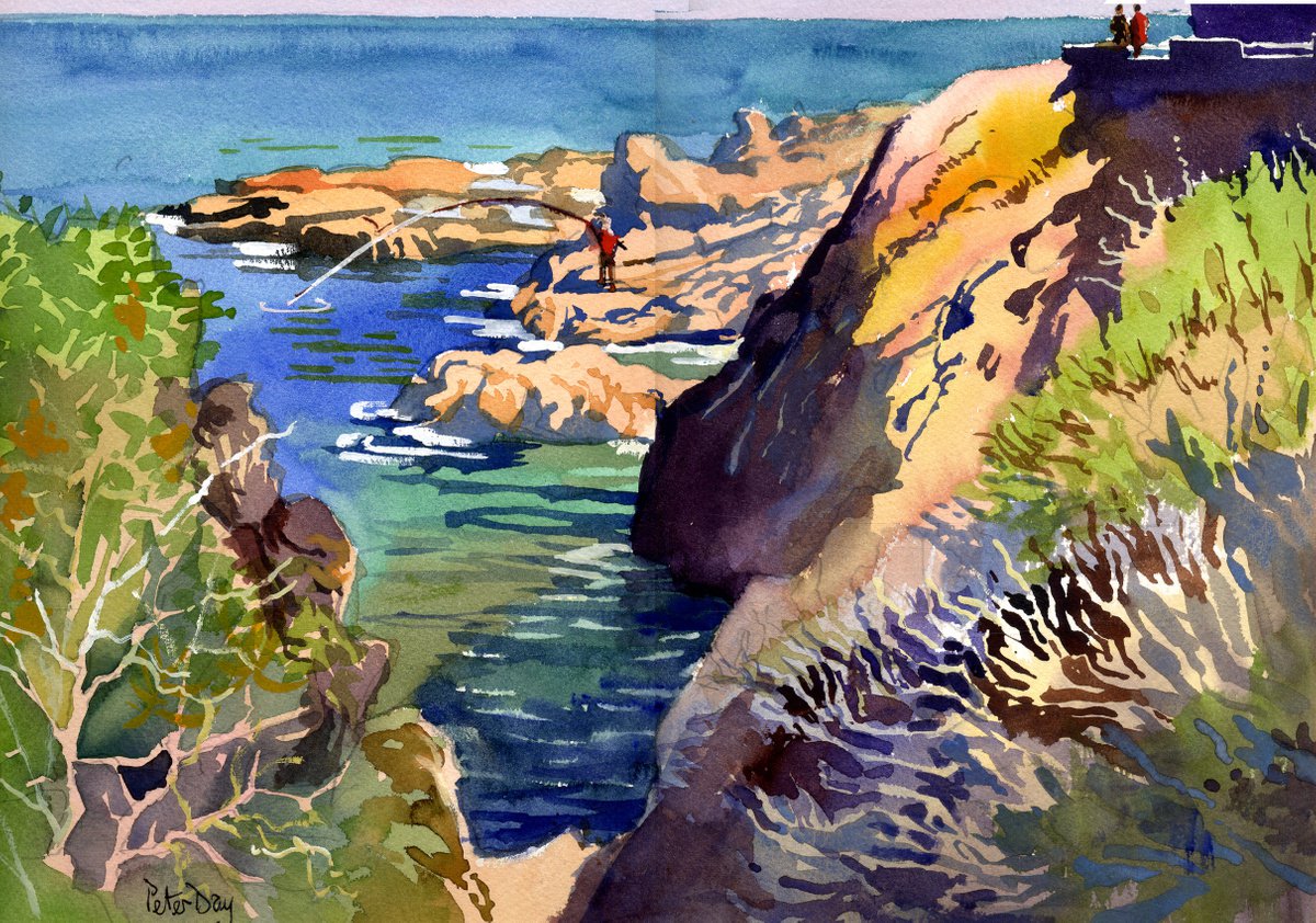 Impressionistic Landscape Watercolour By Peter Day, 17 X 13", La Palma, Canary Islands, Original Artwork