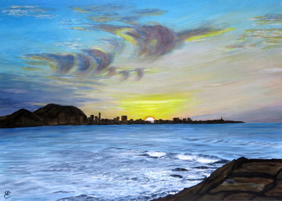 Photorealistic Landscape Acrylic Painting By Dmytro Yeromenko, 28 X 20, Sunrise Over San Juan, 70*50, Original Artwork