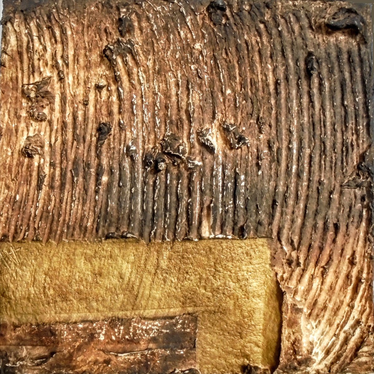 Abstract Landscape Relief By Rossitza Trendafilova, 9 X 9", "Impression Vii", Original Artwork