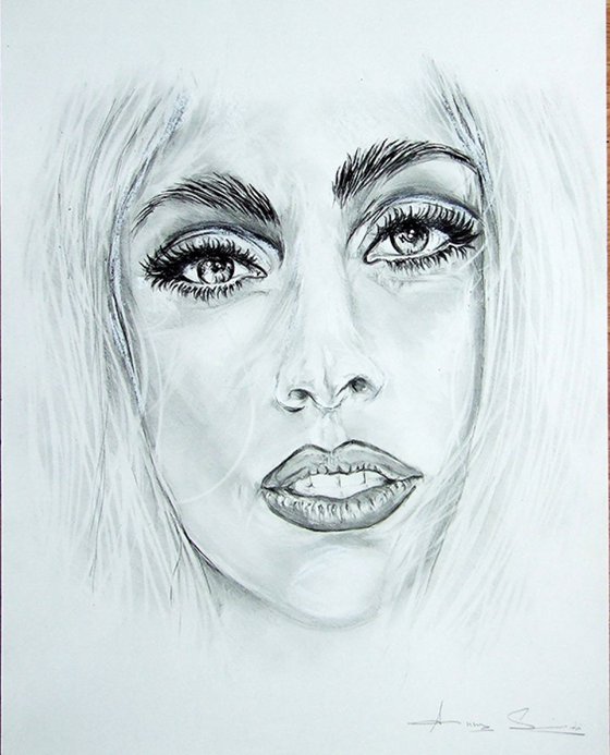 Original Drawing in Pencil of Lady Gaga