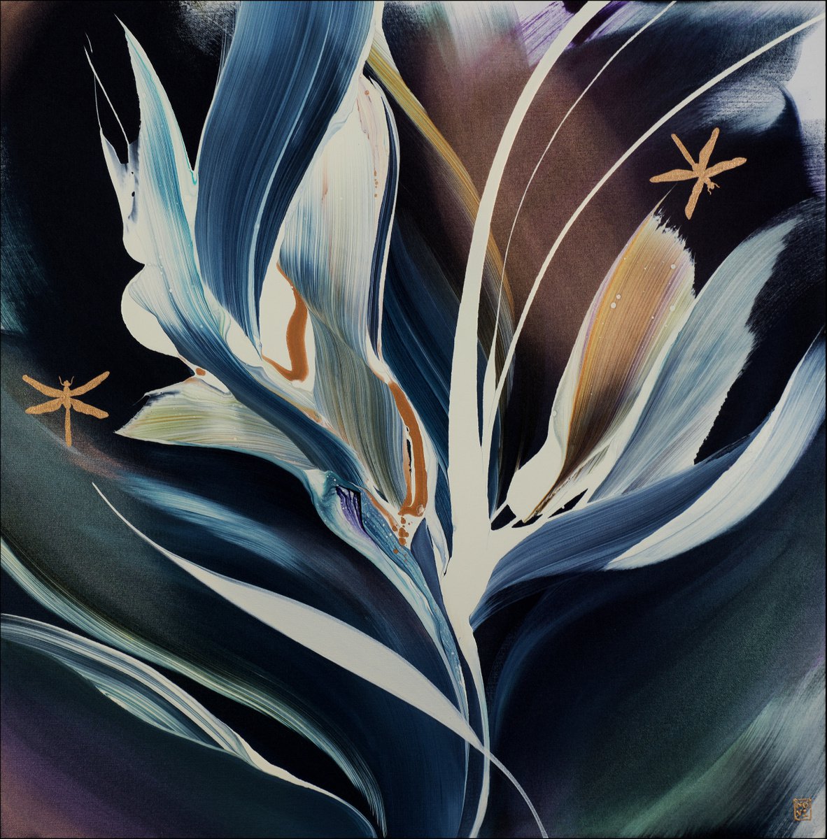 Abstract Acrylic Painting By Novi Lim, 38 X 38", Creatures Of Paradise, Original Artwork