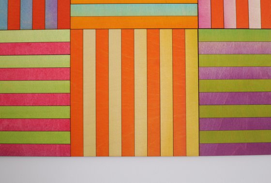 large scale Nine Panel colour study geometric original artwork