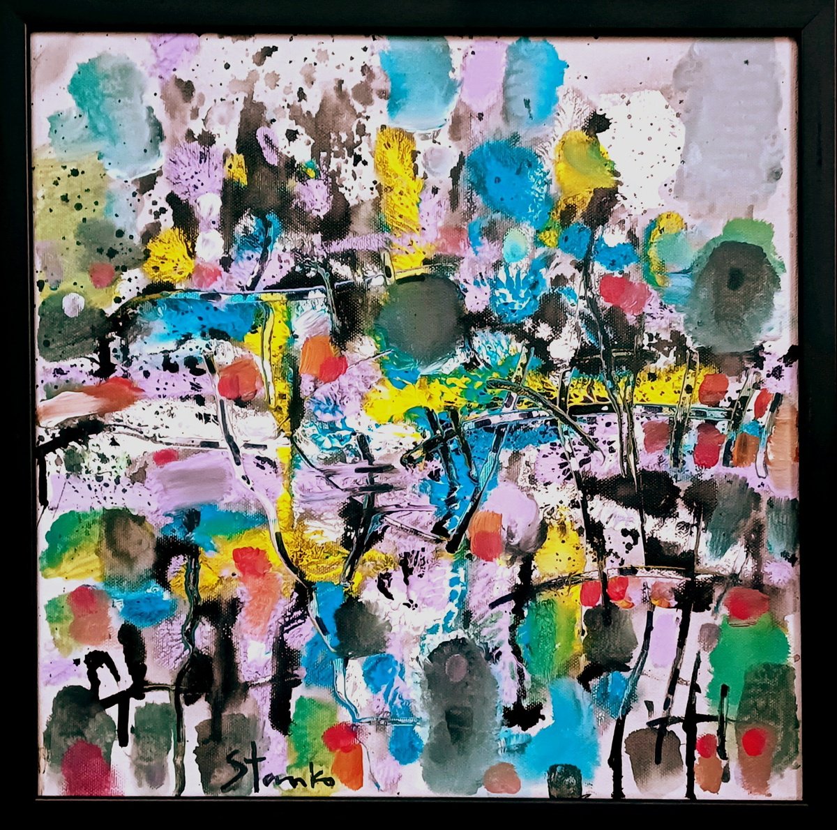 Abstract Acrylic Painting By Stanislav Bojankov, 17 X 17", Spring-I, Original Artwork