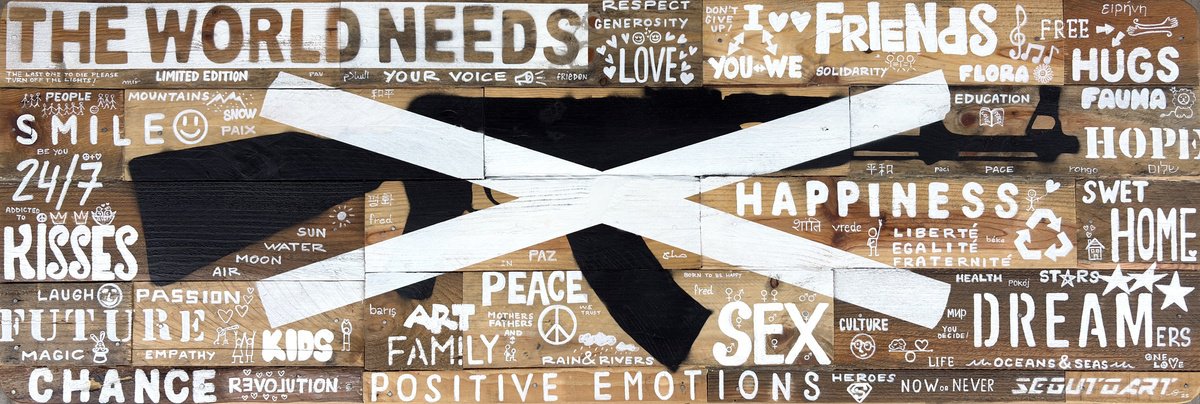 Urban And Pop Still Life Painting By Segutoart, 47 X 16", The World Needs, Original Artwork