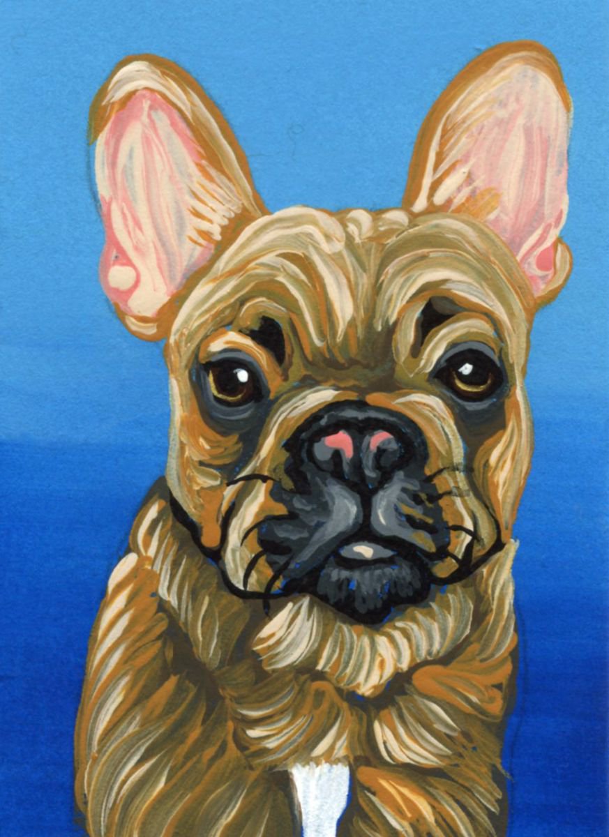 ACEO ATC Original Painting Fawn French Bulldog Pet Dog Art-Carla Smale by carla smale
