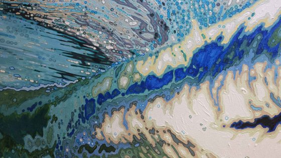Merging Crashing Ocean Waves 16 x 40" Gallery Wrapped painted sides