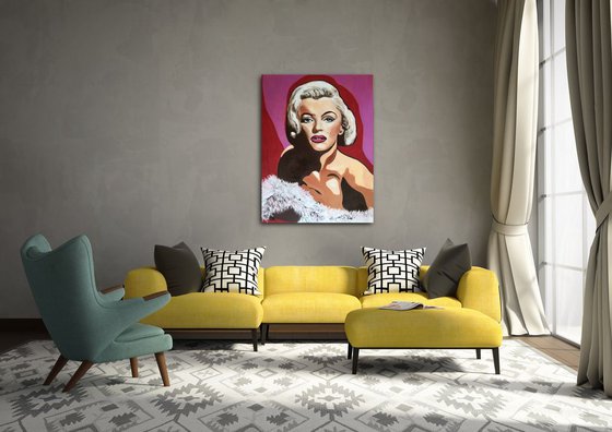 Marilyn Monroe.  Goddess of Hollywood. Portrait. Oil and acrylic on canvas.