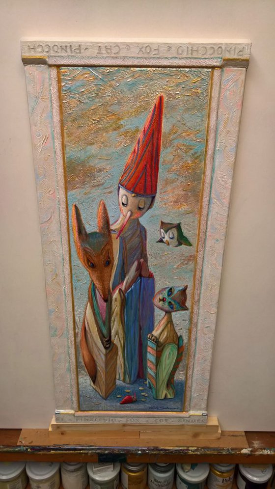 PINOCCHIO, THE FOX AND THE CAT - ( integrated decorated Frame )