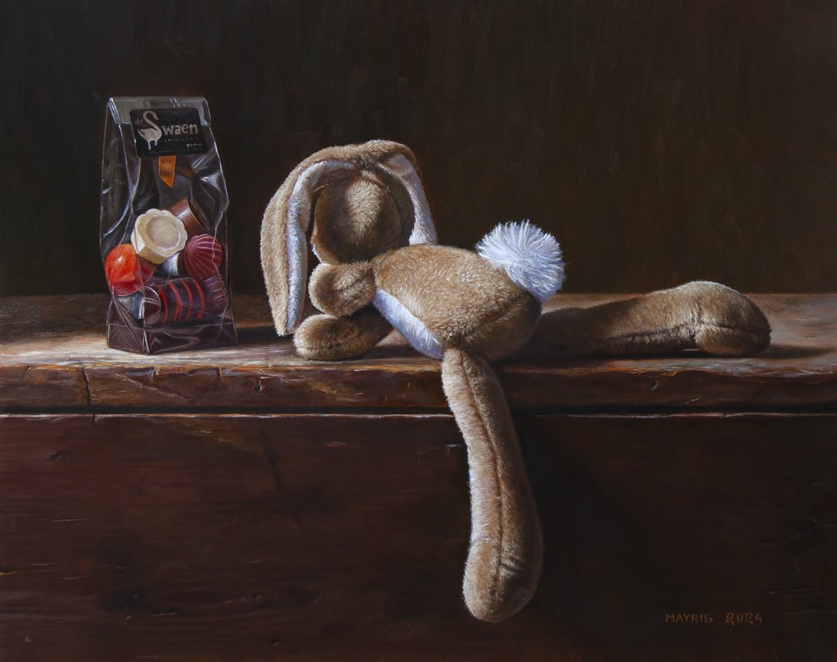 Photorealistic Still Life Oil Painting By Mayrig Simonjan, 22 X 19", Longing For Chocolate, Original Artwork