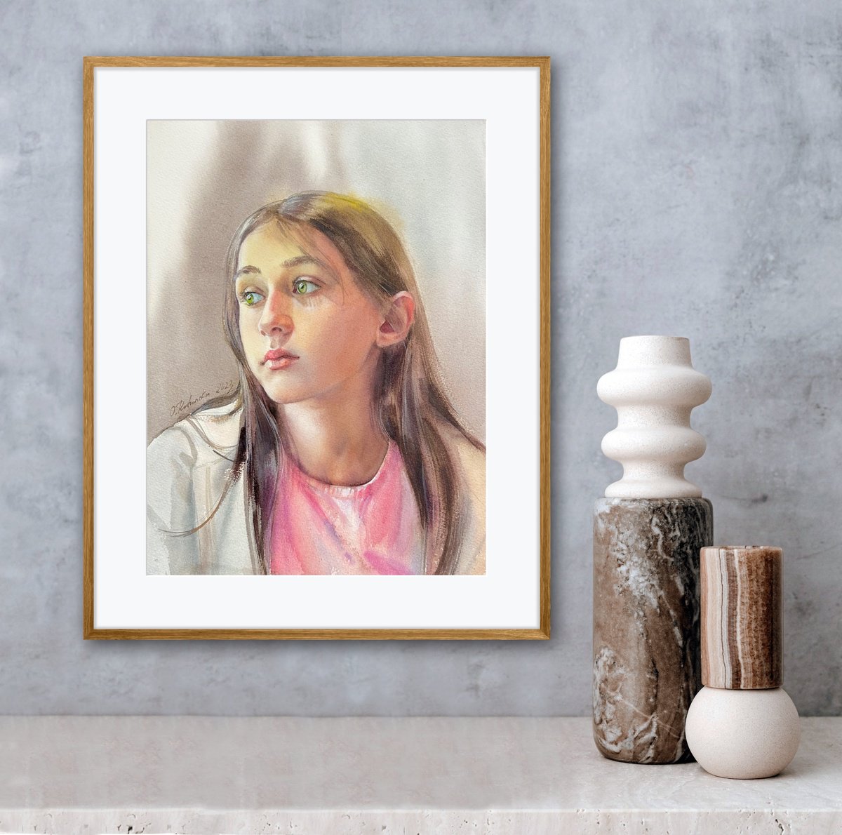 Impressionistic Portrait Watercolour By Olha Retunska, 11 X 15", Girl, Original Artwork