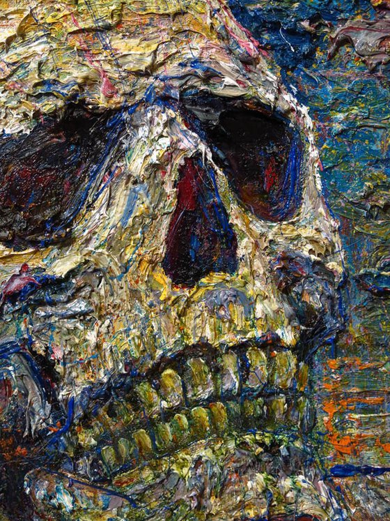 Original Oil Painting Skull Abstract