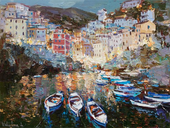 Riomaggiore, Cinque terre - Italian Landscape painting