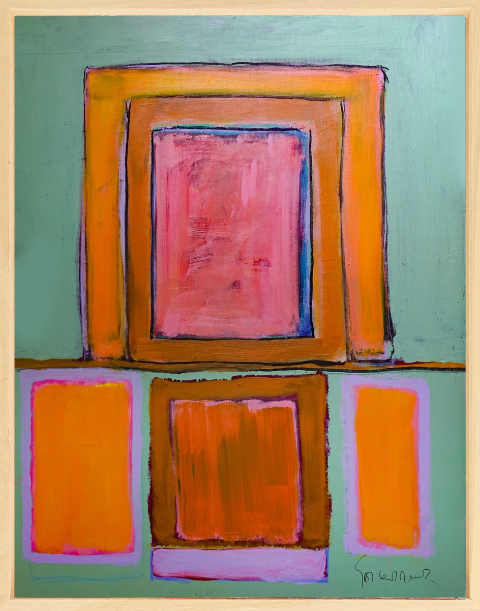 Geometric Abstract Acrylic Painting By Geert Lemmers Fpa, 33 X 41, Liberation Of The Mind 337, Original Artwork