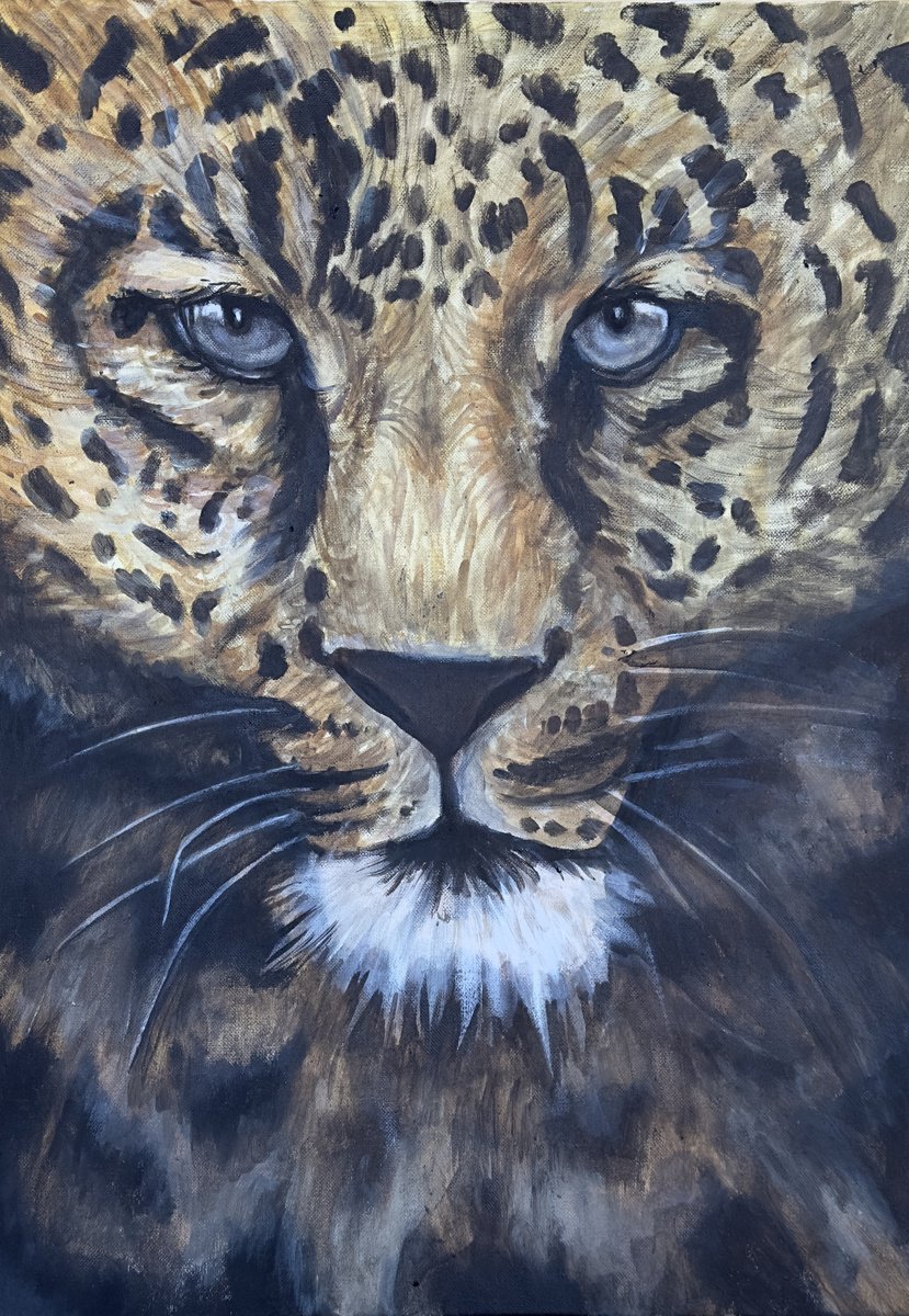 Photorealistic Animal Acrylic Painting By Nikola Gulev, 20 X 28", "In Range", Original Artwork