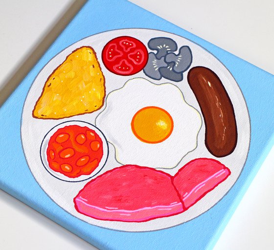Cooked Breakfast Pop Art Painting on Canvas