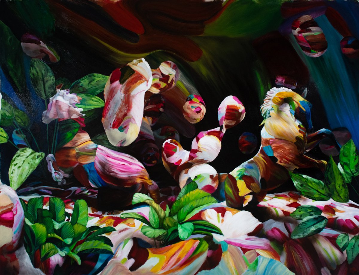 Expressive Animal Oil Painting By Dan Laurentiu Arcus, 71 X 55, Somewhere Over The Rainbow, Original Artwork