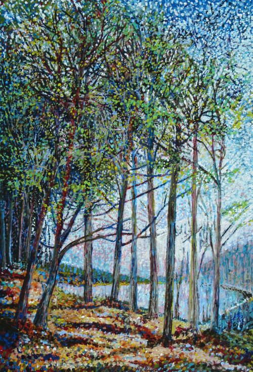 Trees and Lake by Roz Edwards