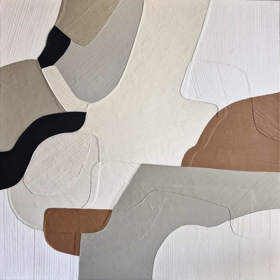 "Aura 2" Beige pastel brown abstract art