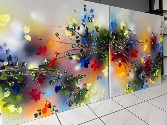 Between Light and Bloom - Diptych