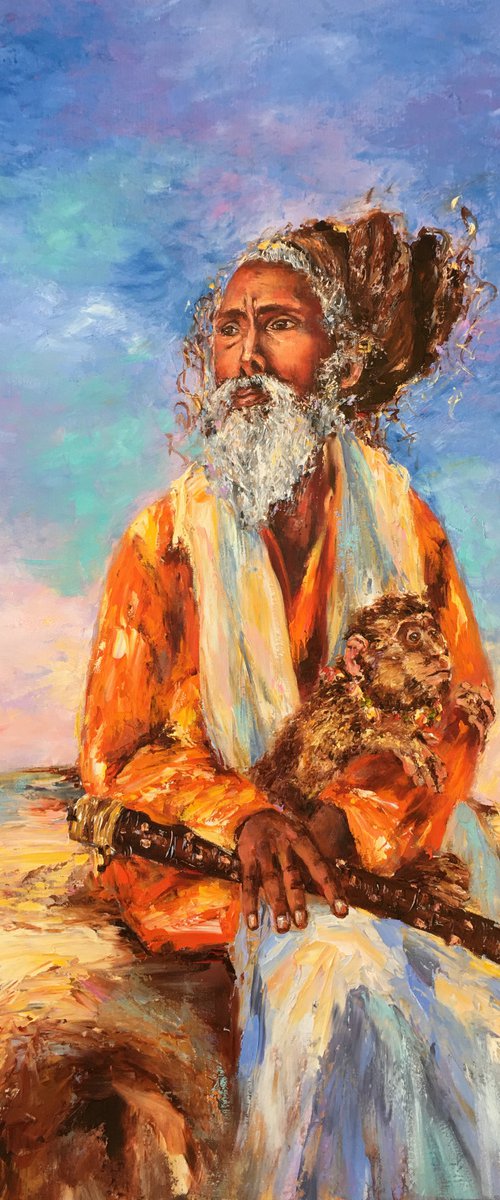 Sadhu et son singe by Diana Malivani