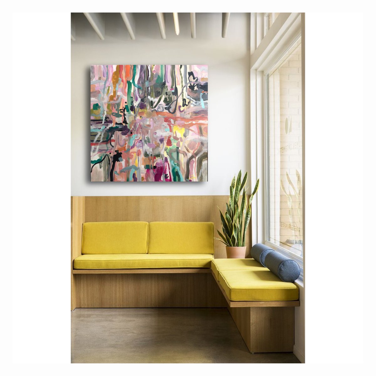 Expressive Abstract Oil Painting By Maria Esmar, 40 X 40", The Map To Your Heart, Original Artwork