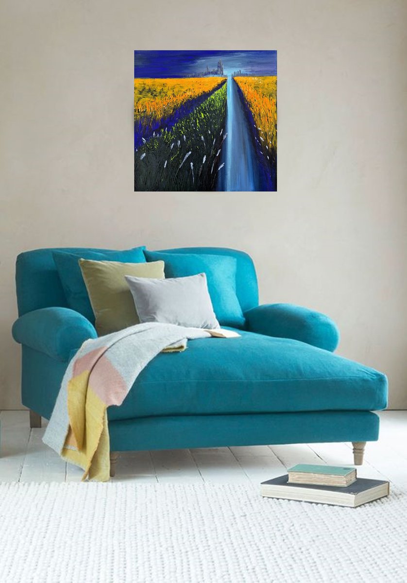 Impressionistic Landscape Acrylic Painting By Danijela Dan, 20 X 20, The Lines, Original Artwork