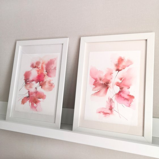 Pink flowers, diptych