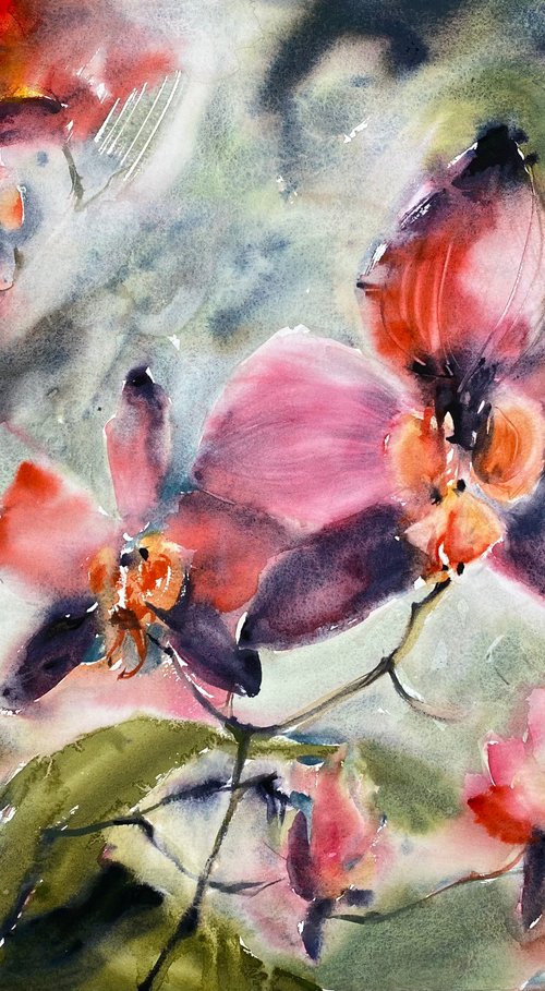 Orchids 6 - flower in watercolor by Anna Boginskaia