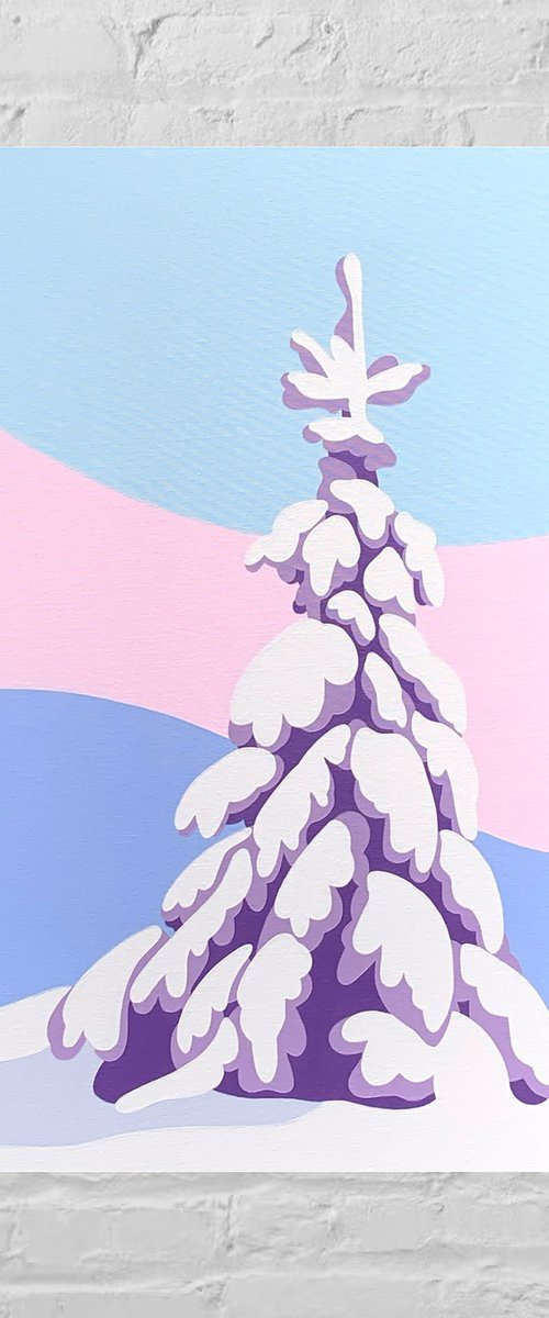 Snowy Tree in the Alpenglow Winter Landscape by Zoe  Hattersley