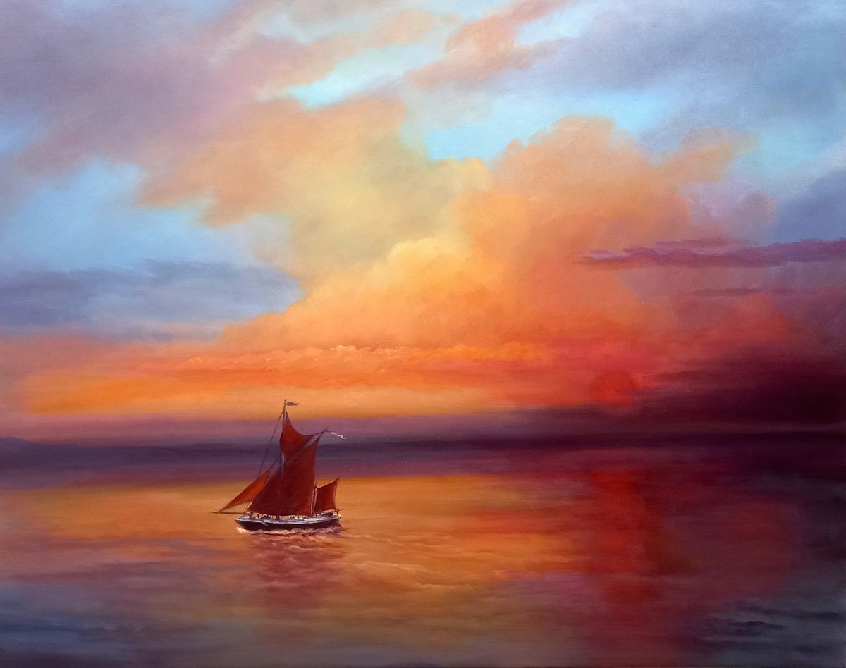 Homeward - Thames barge in full sail by Lee Campbell
