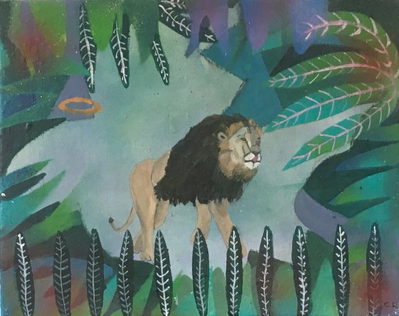 A lion in jungle.