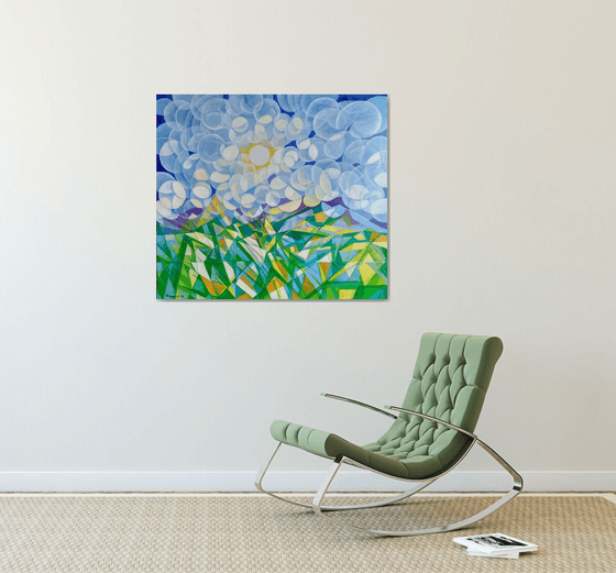 Morning (80x90cm, cubism, oil painting, ready to hang)