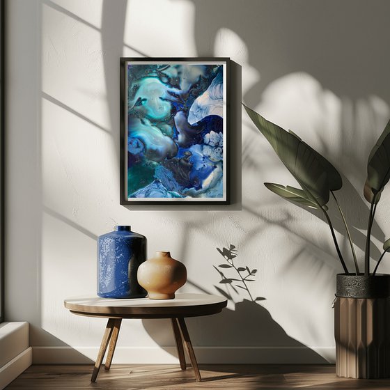 Ocean Ink Abstract Painting