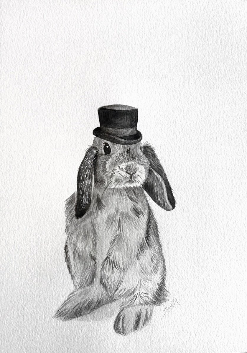 Impressionistic Animal Watercolour By Amelia Taylor, 8 X 12, Mr Bunny, Original Artwork