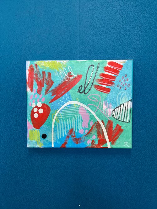Red and teal abstract by Sasha Robinson