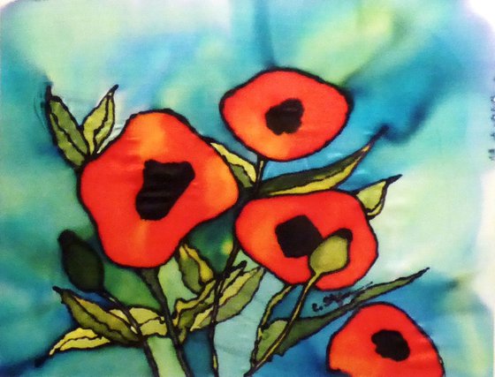 Poppies (Painting on Silk)