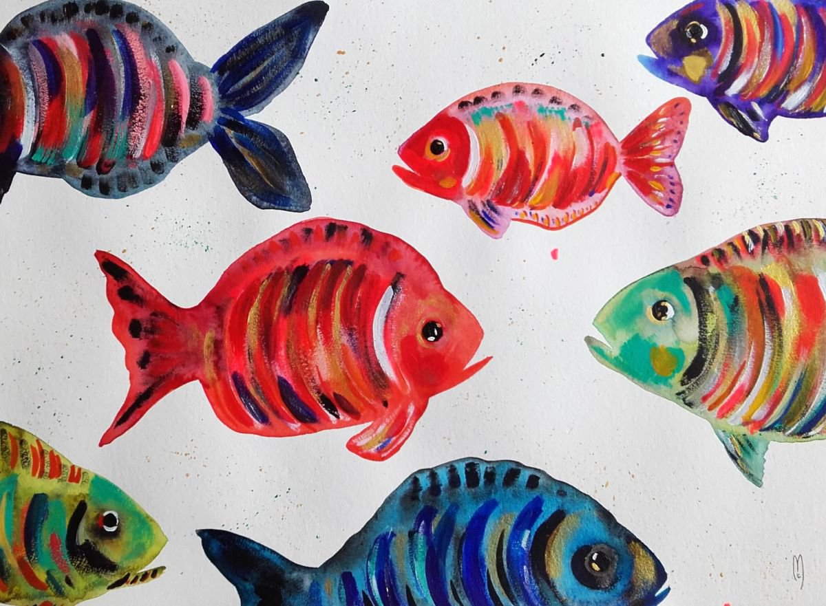 Fish Animal Art Ocean Sea by Celine Marcoz