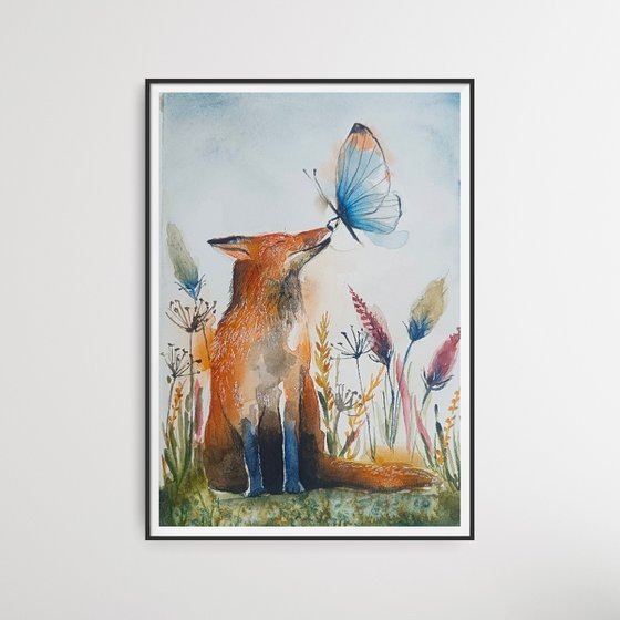 Fox And Butterfly