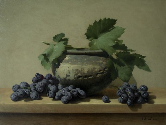 "Red wine in process"  oil on canvas(linen), 18 x 24 inch, 2017 original still life