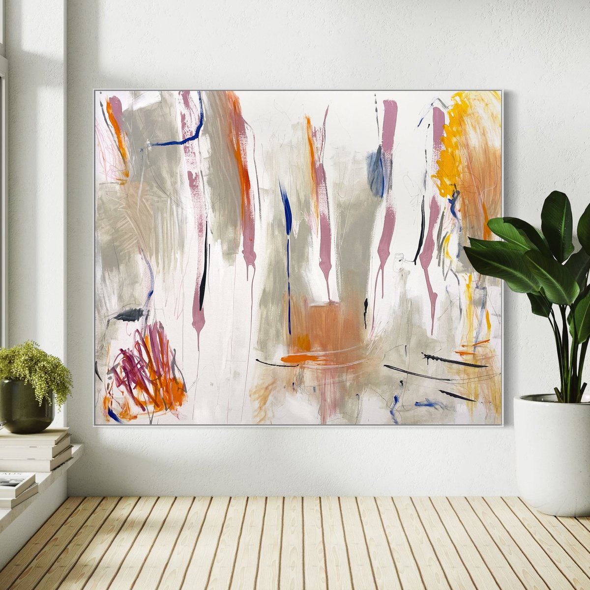 Expressive Abstract Acrylic Painting By Cheryl Harrison, 67 X 55, Odd One Out, Original Artwork