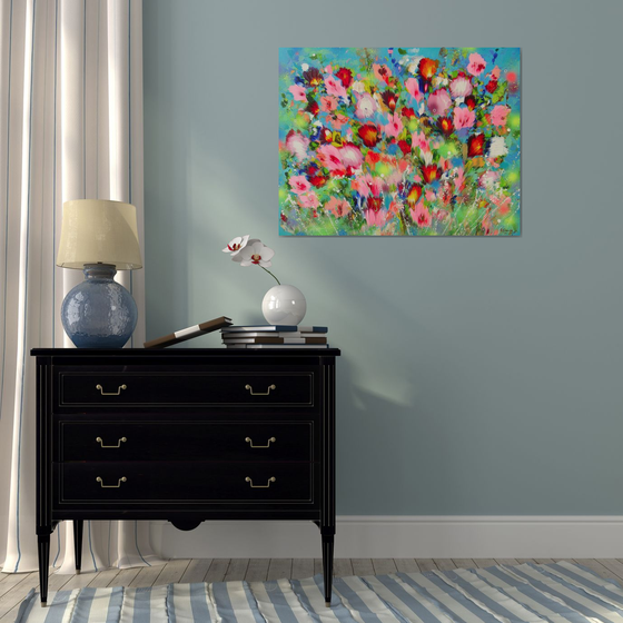 35.5” Spring, Floral Abstract Painting